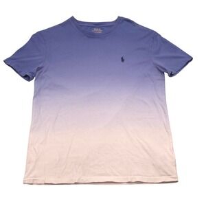 Polo Ralph Lauren T Shirt Ombre Dip Dye Blue White Pony Mens Small
